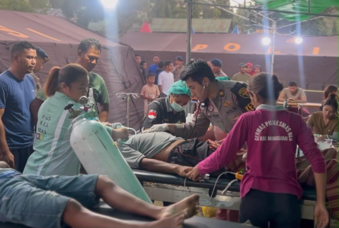 Polri Responsif Tangani Korban Gempa Susulan di Manggarai Timur